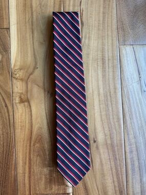 Jos. A. Bank Navy Tie with Red and White Stripes